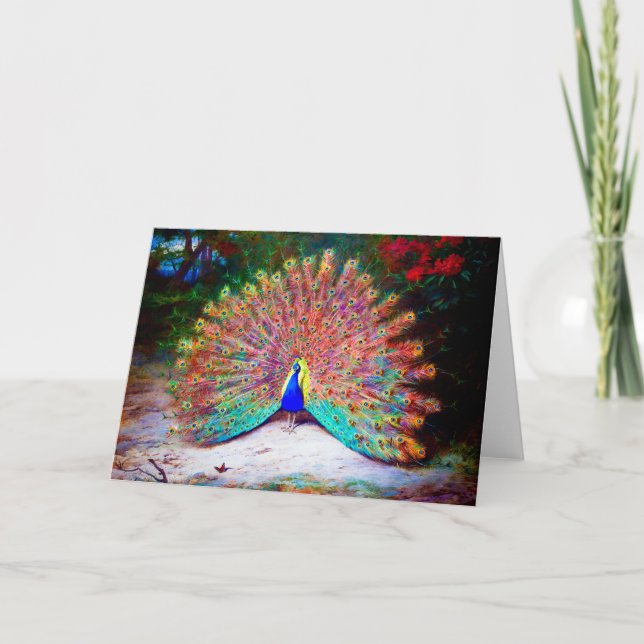 Vintage Peacock Painting Card (Front)