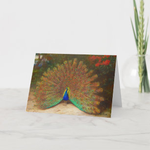 Vintage Peacock Painting Greeting Card
