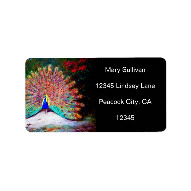 Vintage Peacock Painting Label (Front)