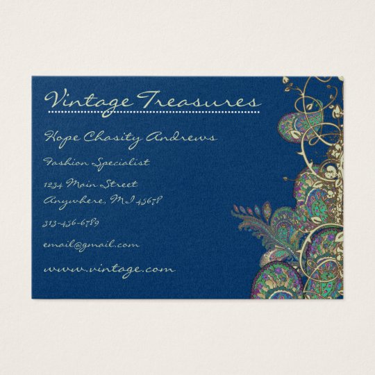 Vintage Peacock Paisleys Swirl Design Business Card