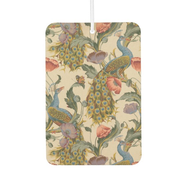 Vintage Peacock Pattern Colourful Art Car Air Freshener (Front)