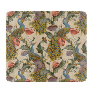 Vintage Peacock Pattern Colourful Art Cutting Board