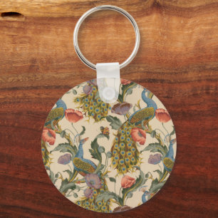 Vintage Peacock Pattern Colourful Art Key Ring