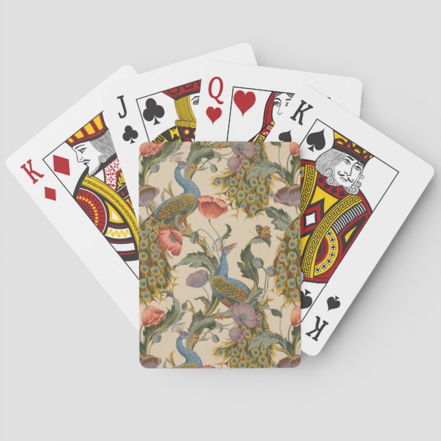 Vintage Peacock Pattern Colourful Art Playing Cards (Back)