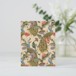 Vintage Peacock Pattern Colourful Art Postcard