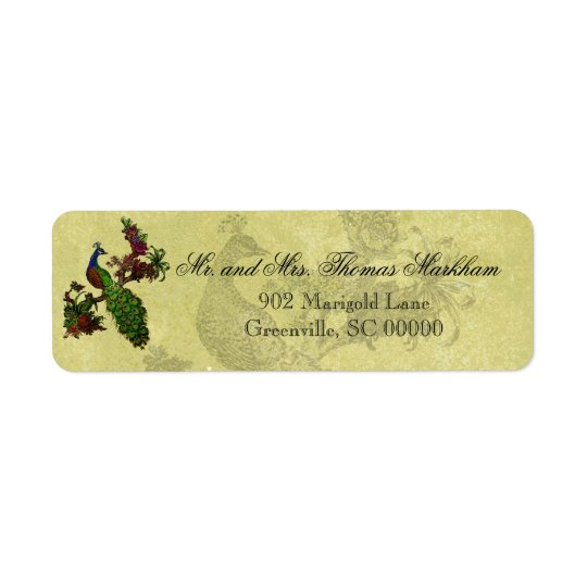Vintage Peacock Personalised Address Labels