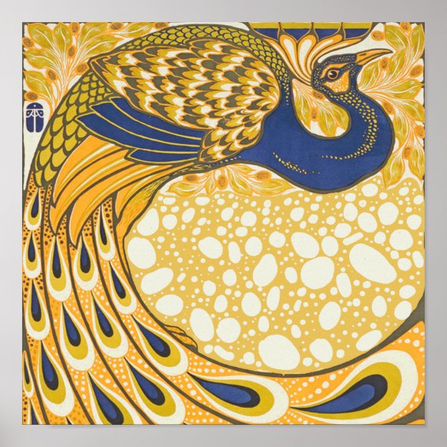 Vintage Peacock Poster Art Nouveau (Front)