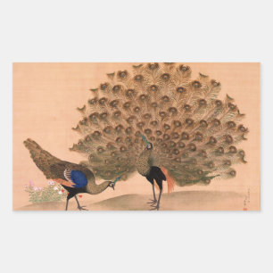 Vintage Peacock Rectangular Sticker