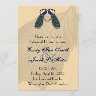 Vintage Peacock Rehearsal Dinner Invitations