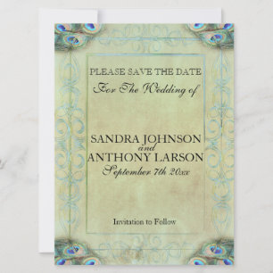 Vintage Peacock Save The Date