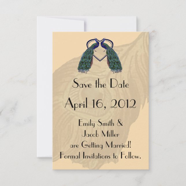 Vintage Peacock Save the Date Invitations (Front)
