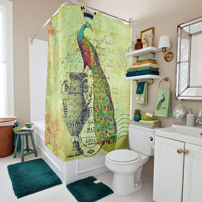Vintage peacock shower curtain (Creator Uploaded)