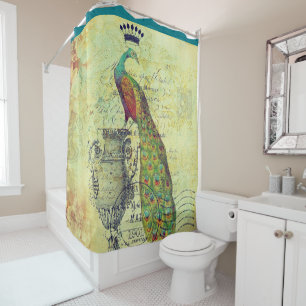 Vintage peacock shower curtain
