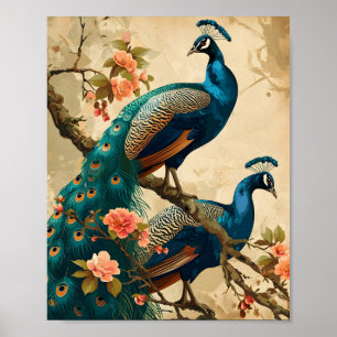 Vintage Peacock Splendor Poster