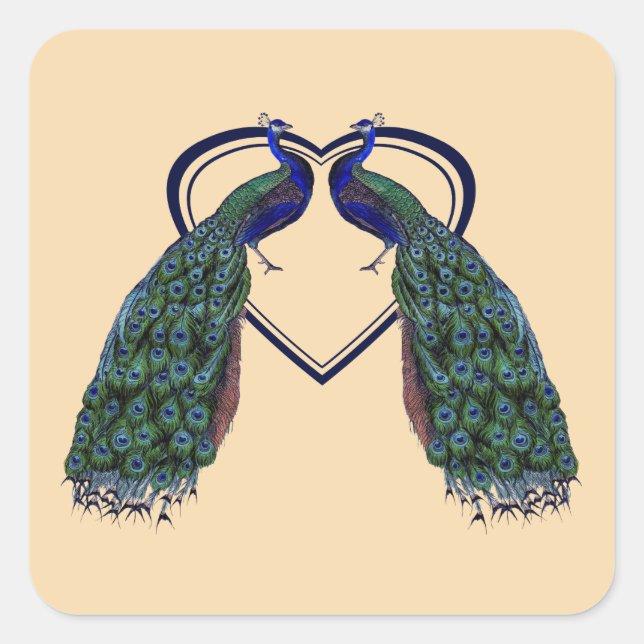 Vintage Peacock Stickers or Envelope Seals (Front)