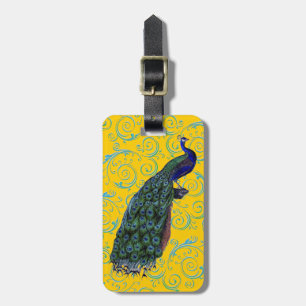 Vintage Peacock Swirl Luggage Tag