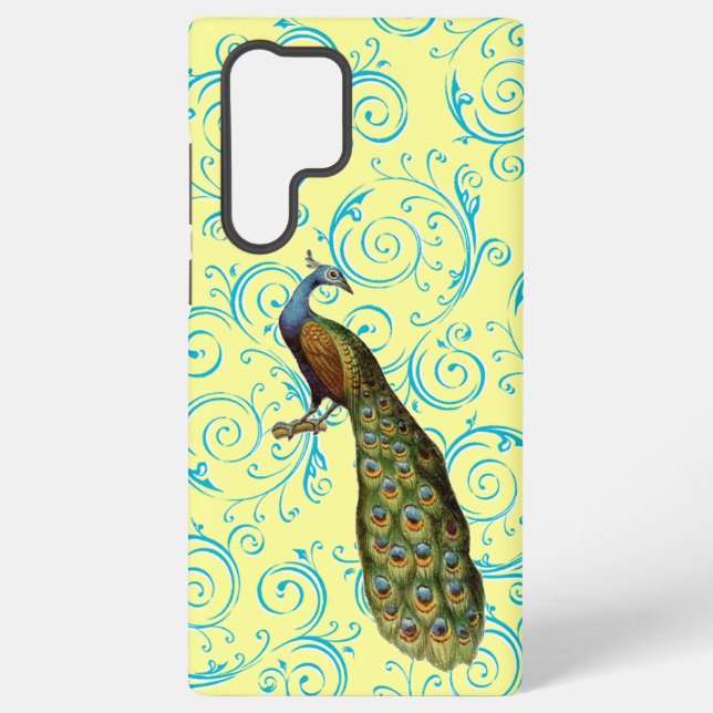 Vintage Peacock Swirl Samsung Galaxy S22 Ultra Case (Back)