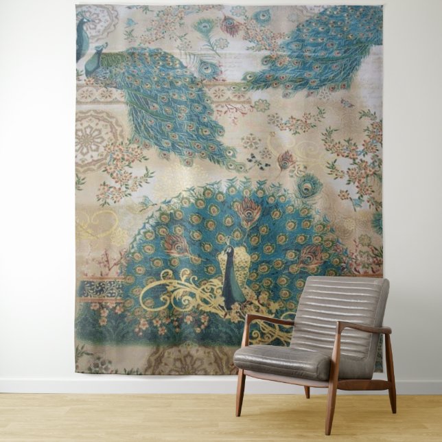 Vintage Peacock - Tapestry (In Situ)