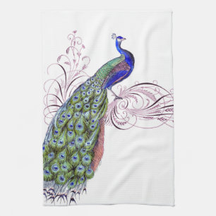 Vintage Peacock Tea Towel