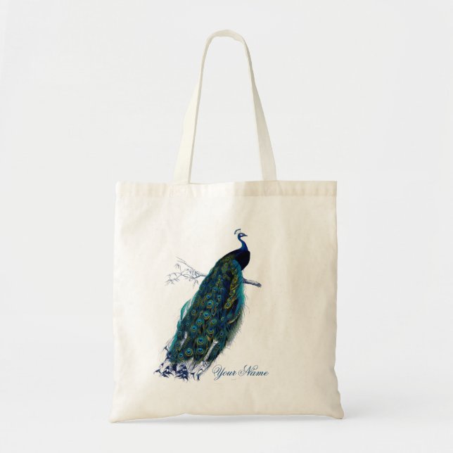 Vintage Peacock Tote Bag (Front)