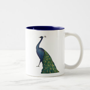 Vintage Peacock Two-Tone Coffee Mug
