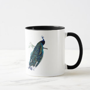 VIntage Peacock Typographic Illustration Mug