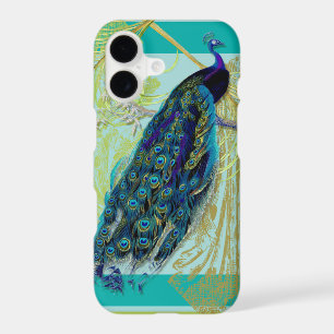 Vintage Peacock w Etched Swirls n Feathers Art