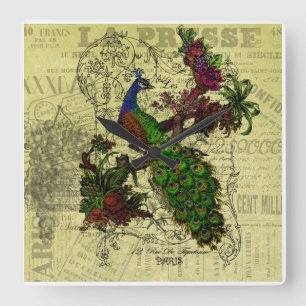 Vintage Peacock Wall Clock