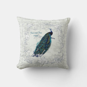 Vintage Peacock Wedding Anniversary 40th 50th 60th Cushion