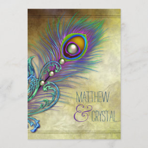 Vintage Peacock Wedding Invitation