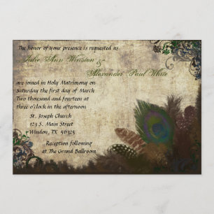 Vintage Peacock Wedding Invitation