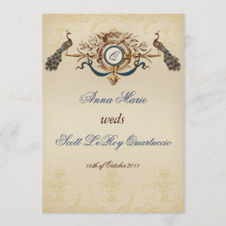 Vintage Peacock Wedding Invitation