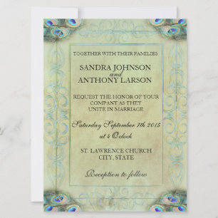 Vintage Peacock Wedding Invitation