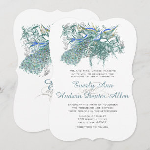 Vintage Peacock  Wedding Invitations