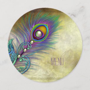 Vintage Peacock Wedding Menu
