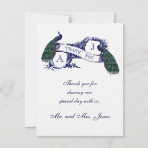 Vintage Peacock Wedding Photo Thank You