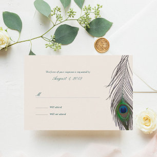 Vintage Peacock Wedding Response Card