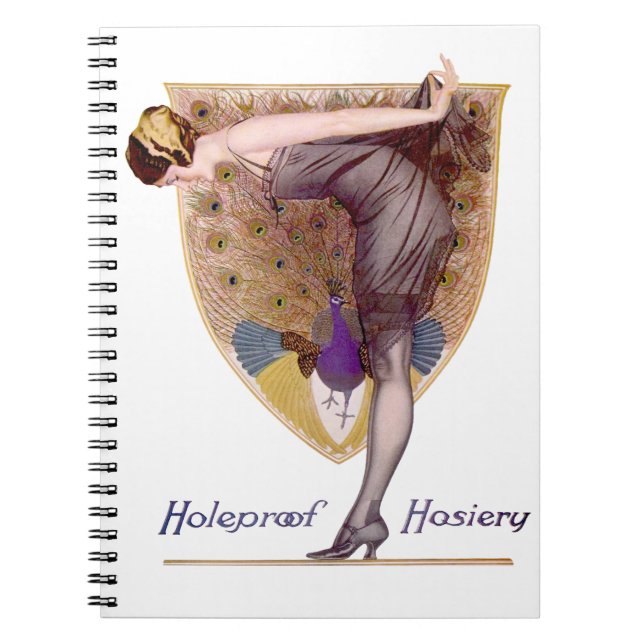 Vintage Peacock Woman Flapper Pretty Notebook (Front)