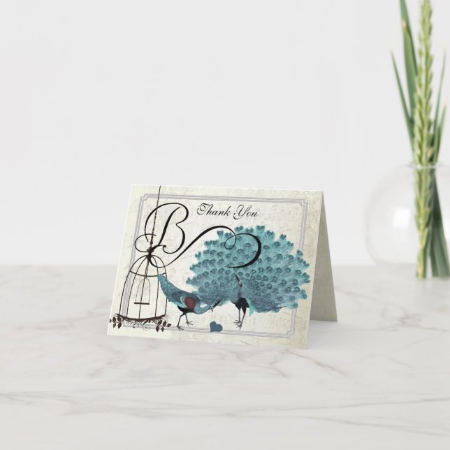 Vintage  Peacocks Bird Cage Wedding Invitations (Front)