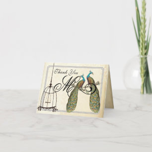 Vintage Peacocks Bird Cage Wedding Invitations