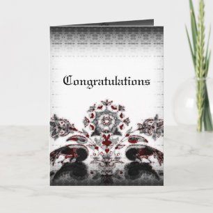 Vintage Peacocks & Floral Goth Wedding Card