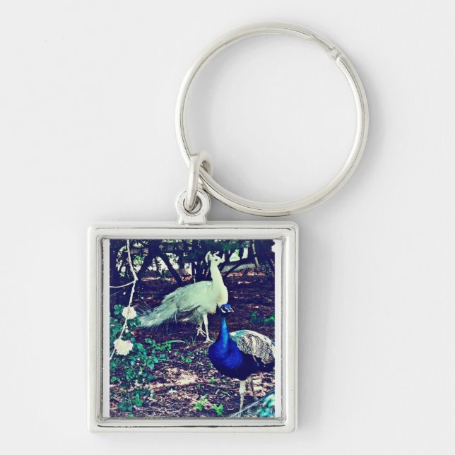 Vintage Peacocks Key Ring (Front)