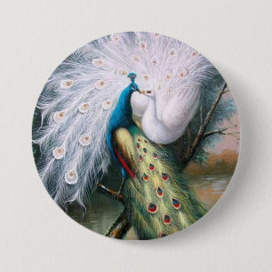Vintage Peacocks Kiss 7.5 Cm Round Badge