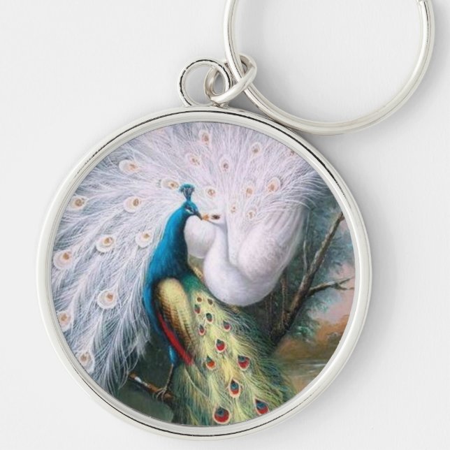 Vintage Peacocks KIss Key Ring (Front)