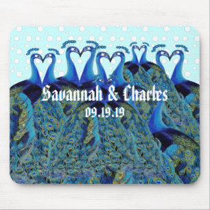 Vintage Peacocks Kissing Wedding Gifts Mouse Mat