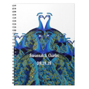 Vintage Peacocks Kissing Wedding Gifts Notebook