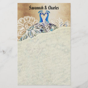 Vintage Peacocks Kissing Wedding Gifts Stationery