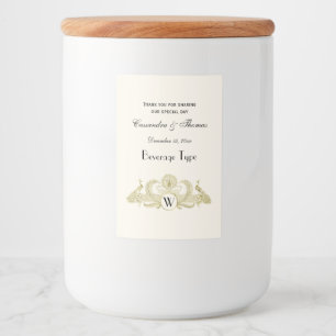 Vintage Peacocks Monogram Faux Gold Ivory BG Food Label