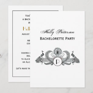 Vintage Peacocks Monogram Invitation