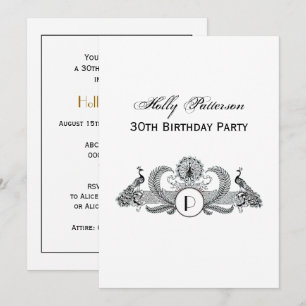 Vintage Peacocks Monogram Invitation